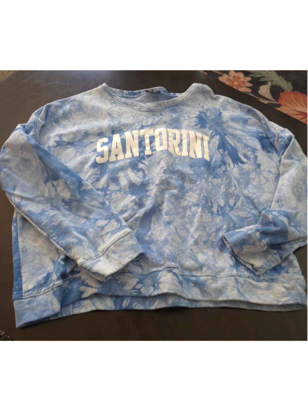 Fashion Nova Plus-size Santorini Tie-Dye Crew Neck Sweatshirt 3X Blue White